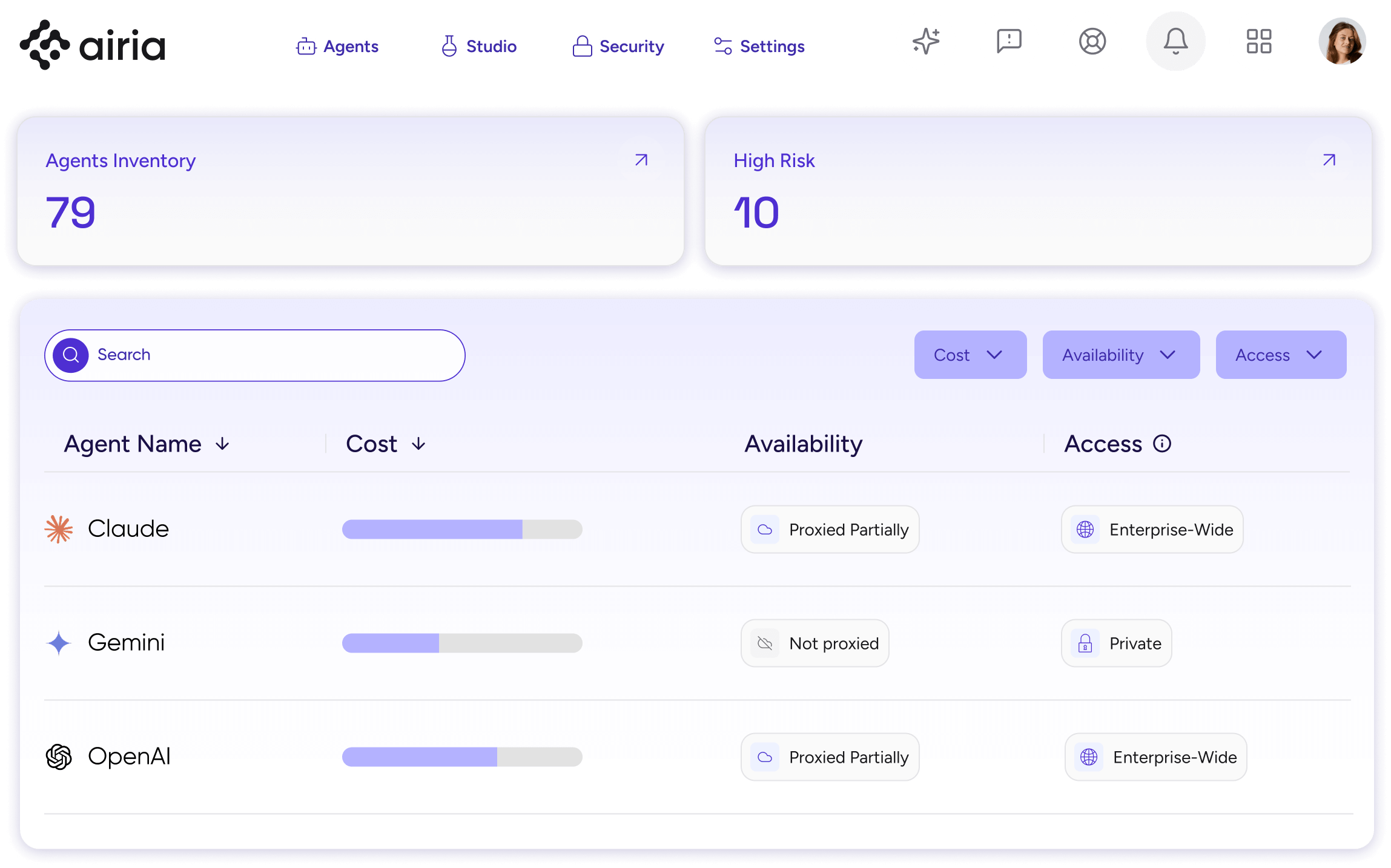 Airia model lifecycle dashboard
