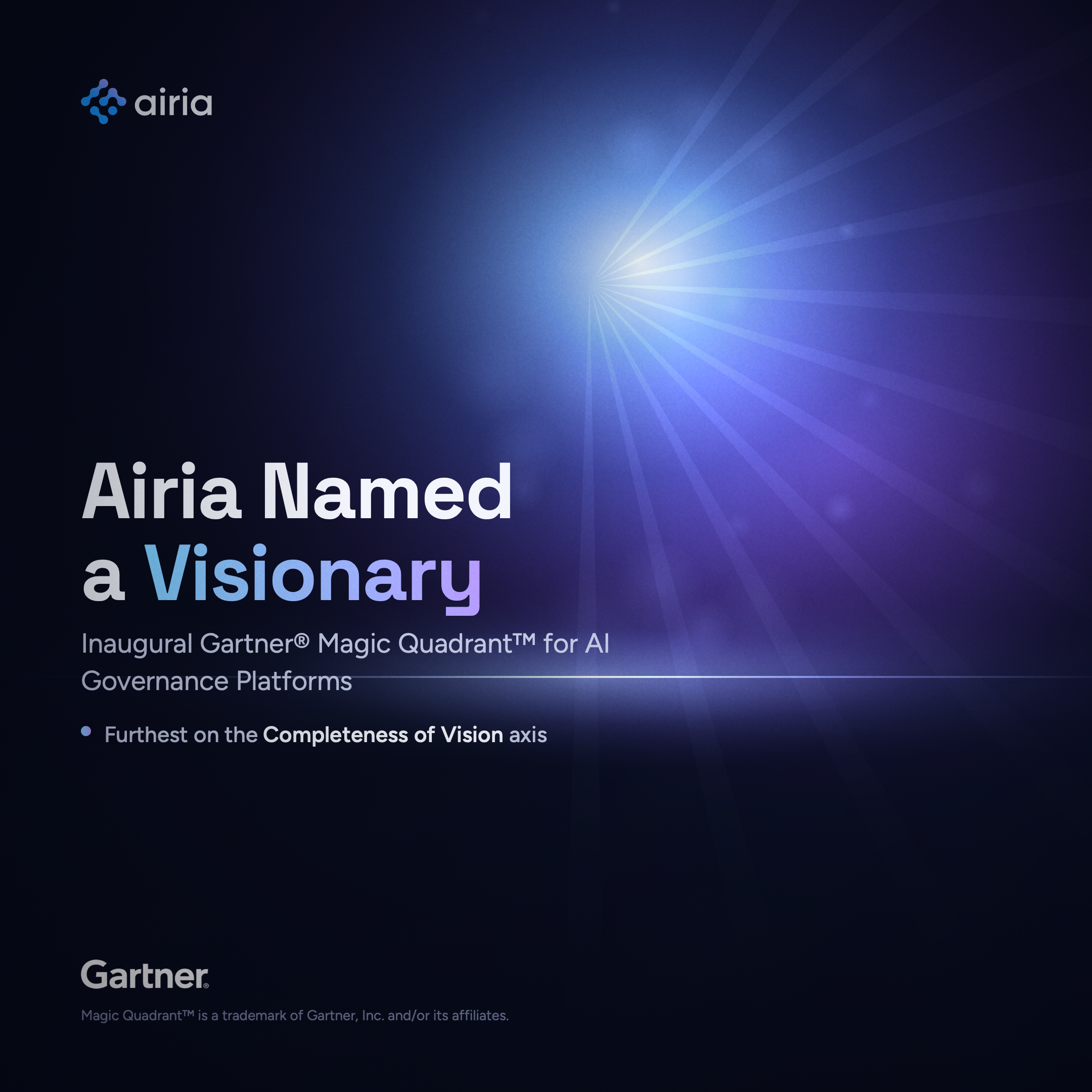 Airia Named a Visionary in the Gartner® Magic Quadrant™ for AI Governance Platforms